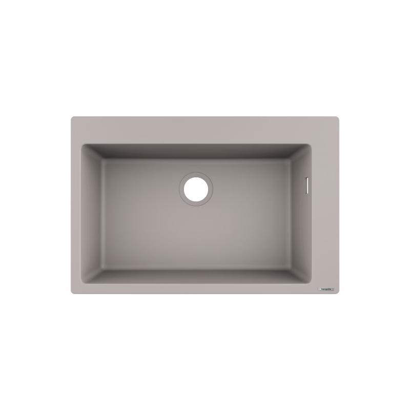汉斯格雅（Hansgrohe）厨房水槽S510-F660石英石水槽台上安装单槽设计(含手动下水）