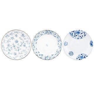 TOKI MINOYAKI 日式染付青花盘子3个陶瓷釉下彩餐具早餐盘菜盘家用