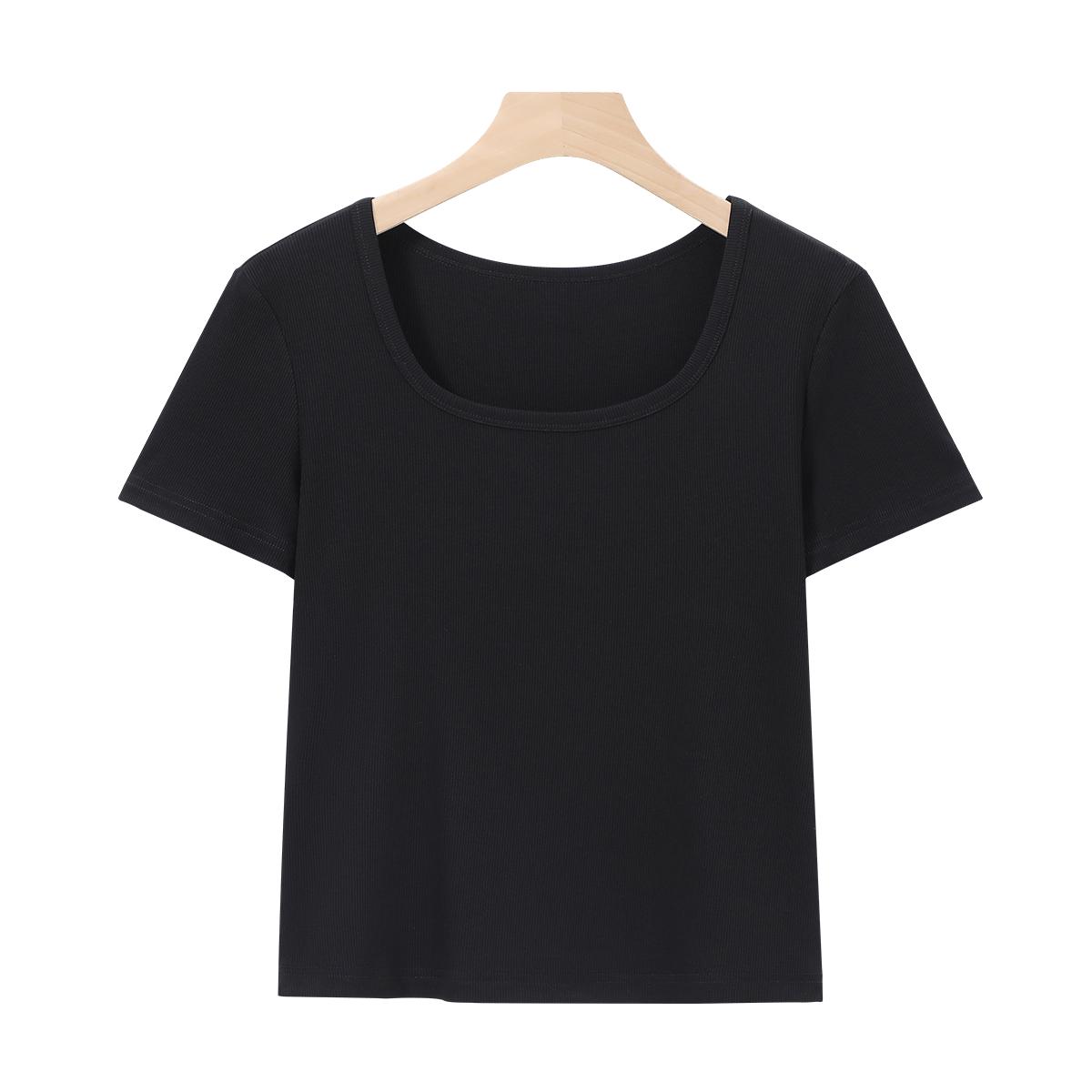 【凉感透气 基础百搭】夏薄款方领短袖女士修身内搭亲肤打底上衣