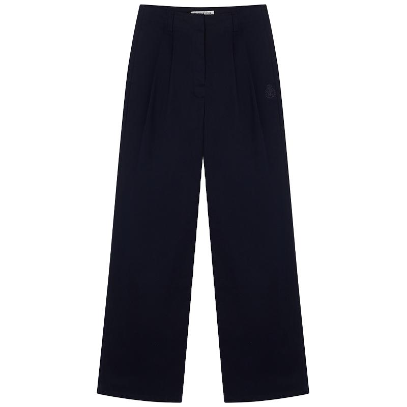 小熊休闲裤春季休闲裤宽松直筒裤长裤卡其色裤子时髦女