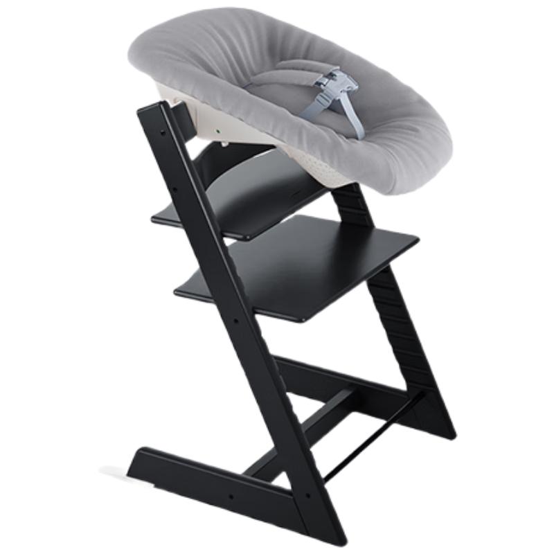 STOKKE成长椅TrippTrapp儿童成长椅坐椅+新生婴儿套件组合三件套 黑色