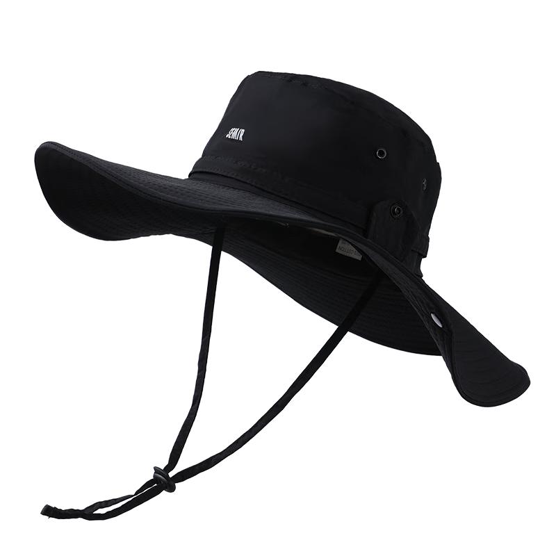 森马防晒帽子女士防紫外线遮阳帽宽檐太阳帽大帽檐可折叠登山渔夫帽 黑色