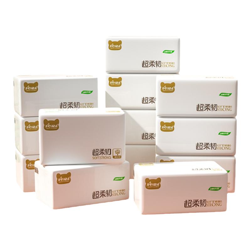 380张大尺寸开心朵朵超柔韧抽纸家用实惠装面巾纸整箱卫生餐巾纸