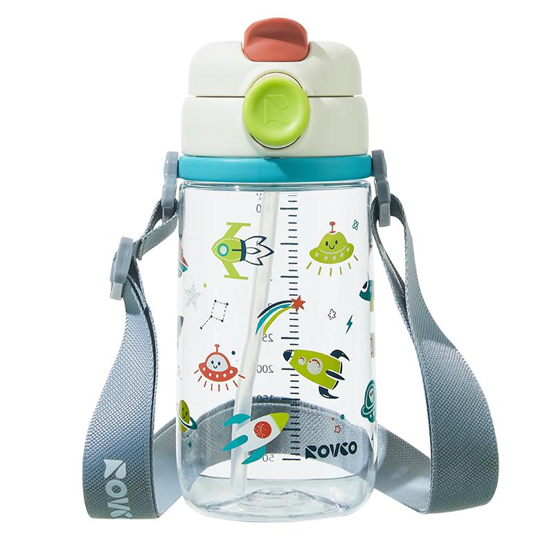 日康（rikang）水杯儿童双饮口吸管杯水杯便携水壶480ml B1072-1 薄荷绿 【25款】便携双饮口 480ML绿色