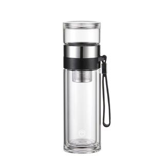 京东京造茶水分离杯 双层透明泡茶玻璃杯玻璃水杯  商务办公泡茶杯子280ml 【玻璃茶仓】茶水分离杯 280ml