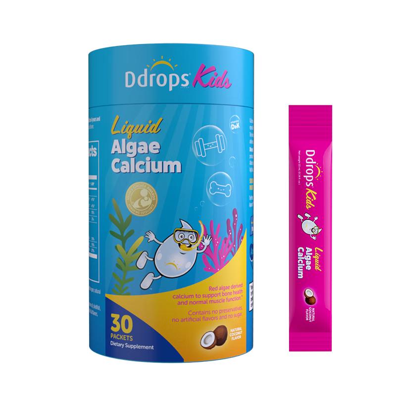 Ddrops 海藻钙镁锌小粉条 液体钙婴儿含k2d3无糖0防腐温和易吸收儿童补钙椰子味30条装 双钙钙镁锌30条