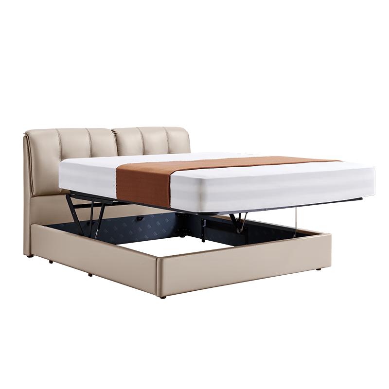 芝华仕【线下同款半价】五星皮床现代简约双人床主卧室芝华士储物床C265 棉白色-储物单床-1.8*2M 优先