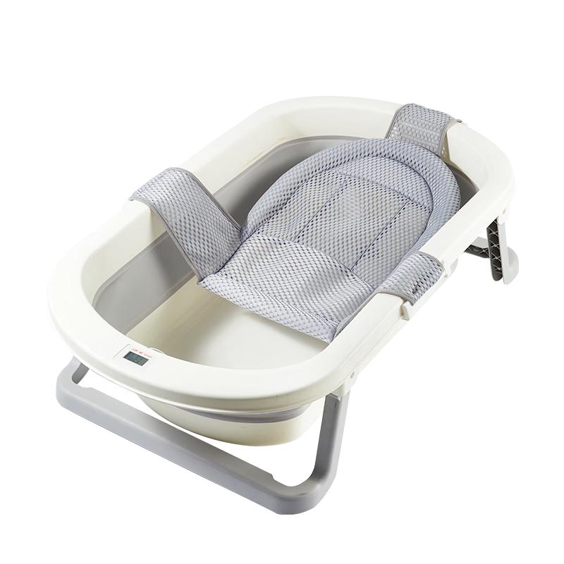 日康（rikang）婴儿洗澡盆折叠盆电子感温浴盆+浴网  X1034-4 烟灰