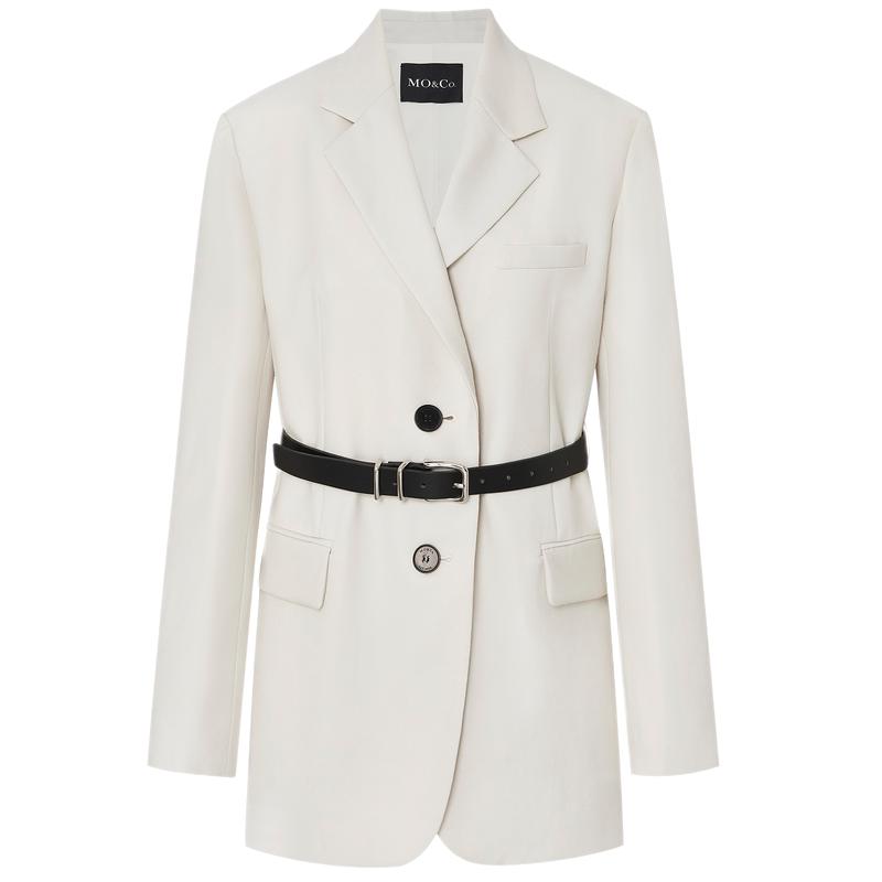 宽肩廓形羊毛混纺西装外套女装