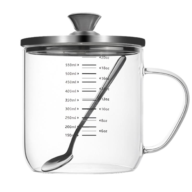 高硼硅玻璃杯水杯家用食品级耐高温杯子牛奶咖啡刻度杯带盖办公室