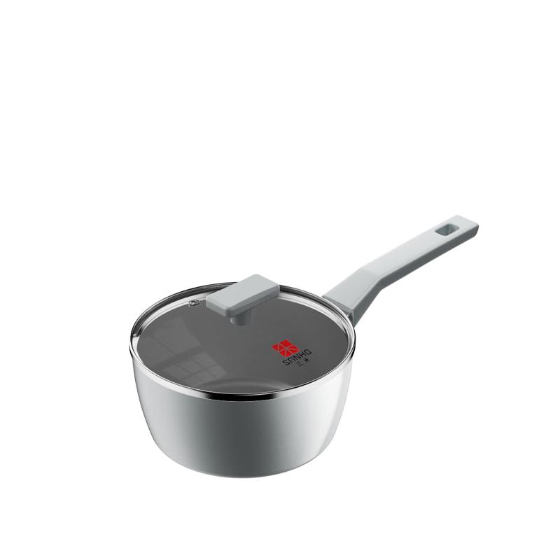 三禾陶瓷奶锅不粘锅家用小锅煮面锅婴儿辅食小奶锅电磁炉黛青蓝18cm