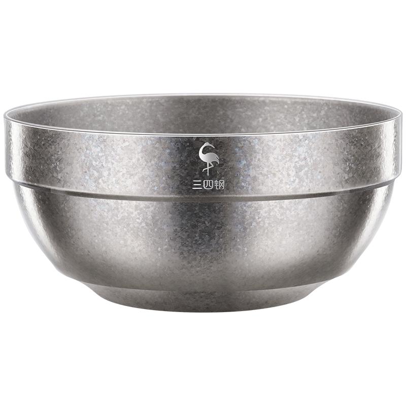 三四钢 SSGP纯钛碗 家用米饭碗汤碗双层防烫饭碗大碗钛碗13.5cm*2个 W38272