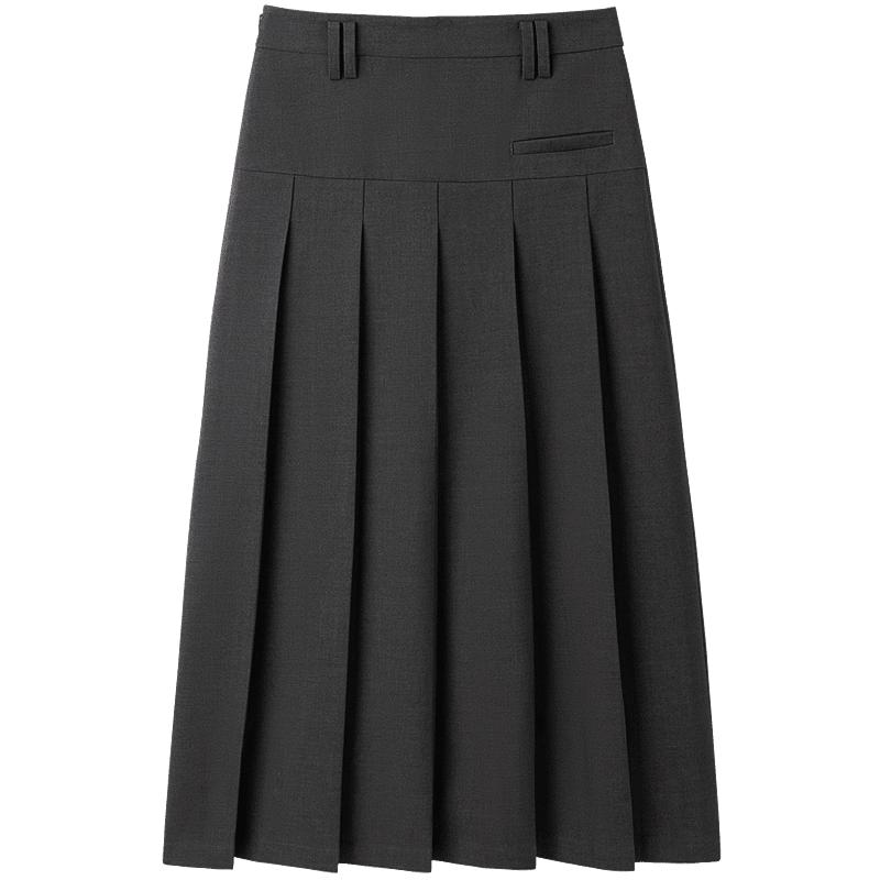 【百搭压褶长裙】冬中长款经典女士通勤修身显瘦百褶裙A字裙