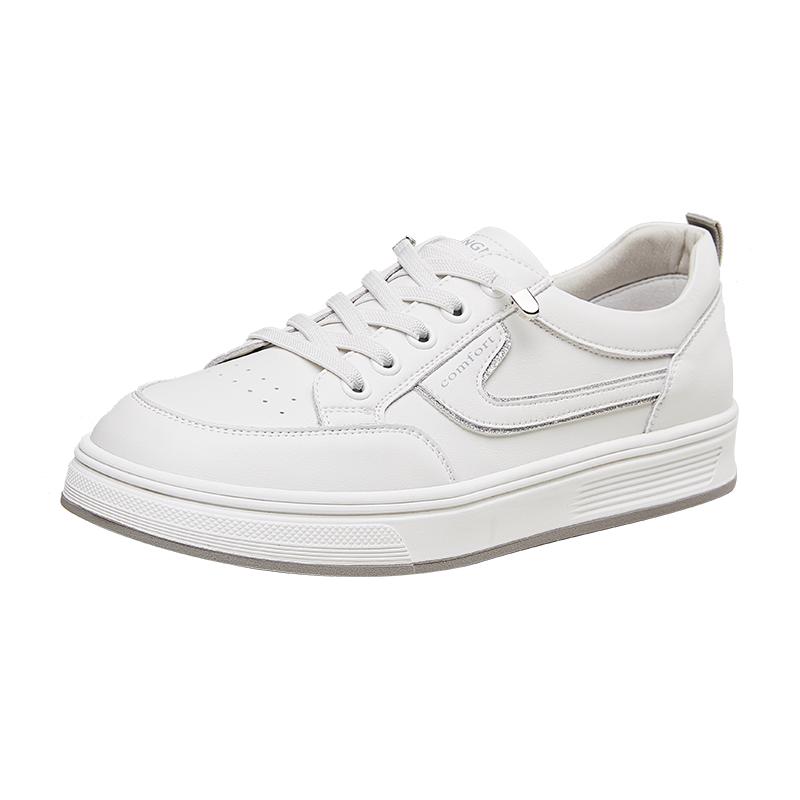 春夏休闲百搭小白鞋低帮套脚轻便舒适平底板鞋免系带女鞋