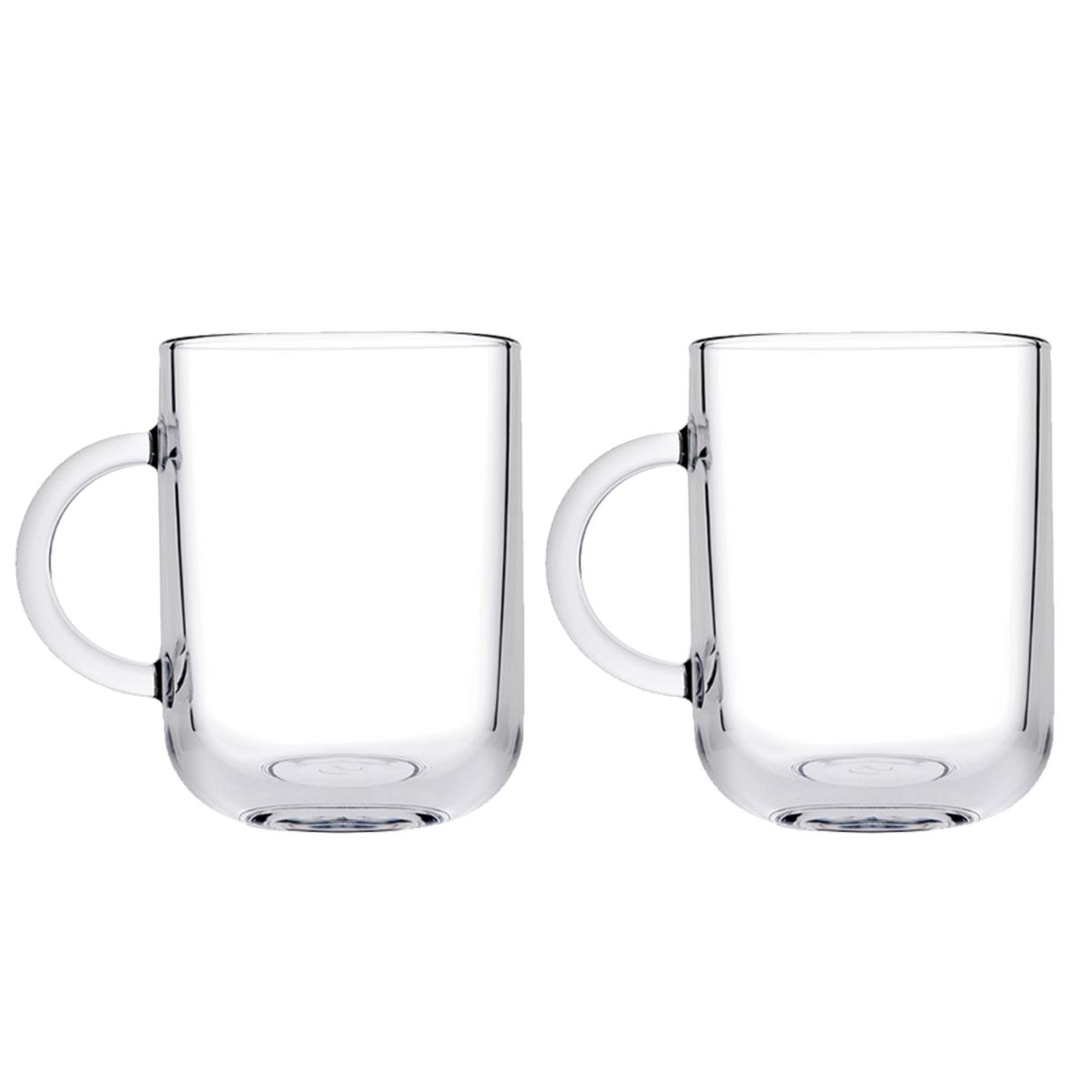 【2只装】咖啡杯钢化玻璃早餐杯水杯家用耐热带把牛奶杯
