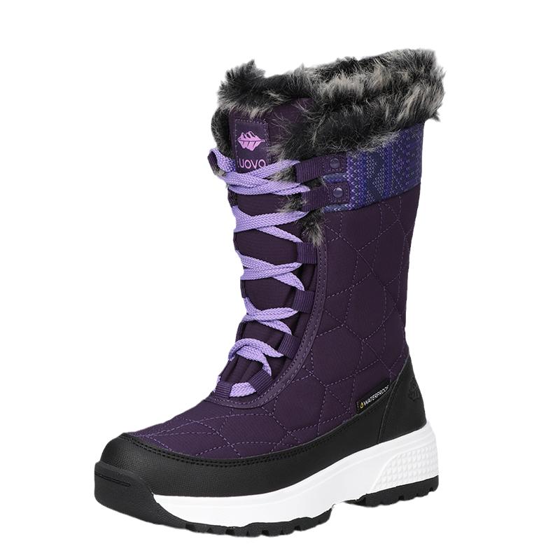 UOVO童鞋2025冬季女童雪地靴加绒防水保暖中大童儿童靴子中筒