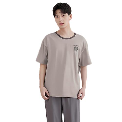 【100%棉】夏季休闲简约风薄款短袖男士睡衣家居服套装可外穿