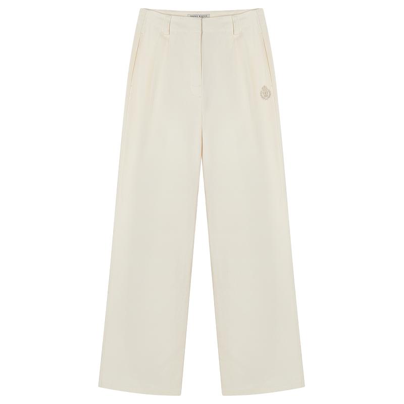 小熊休闲裤春季休闲裤宽松直筒裤长裤卡其色裤子时髦女