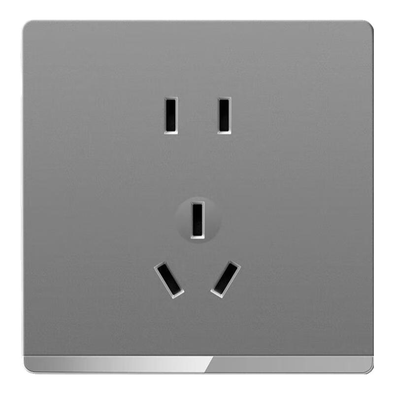 国际电工开关插座面板灰色家用86型墙壁暗装双控五孔带开关USB电源5孔插座 正五孔插座