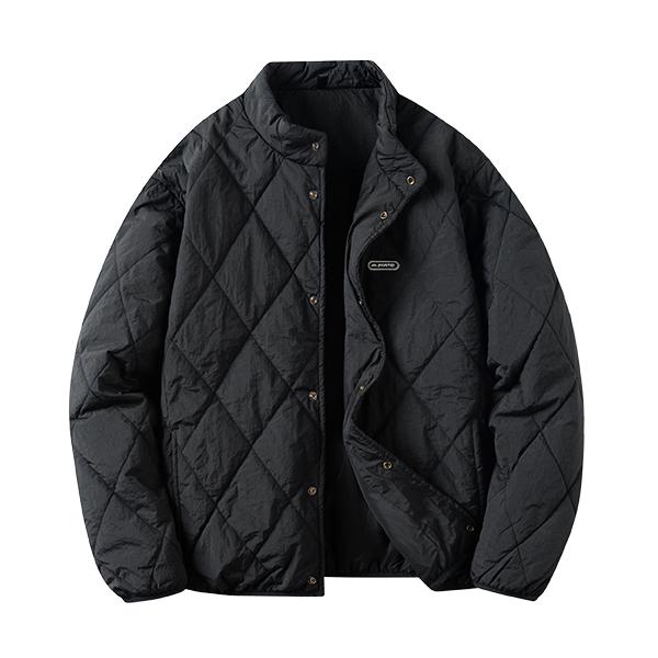 【夹棉加厚 含羊毛&桑蚕丝填充】冬季菱格立领外套男式棉服