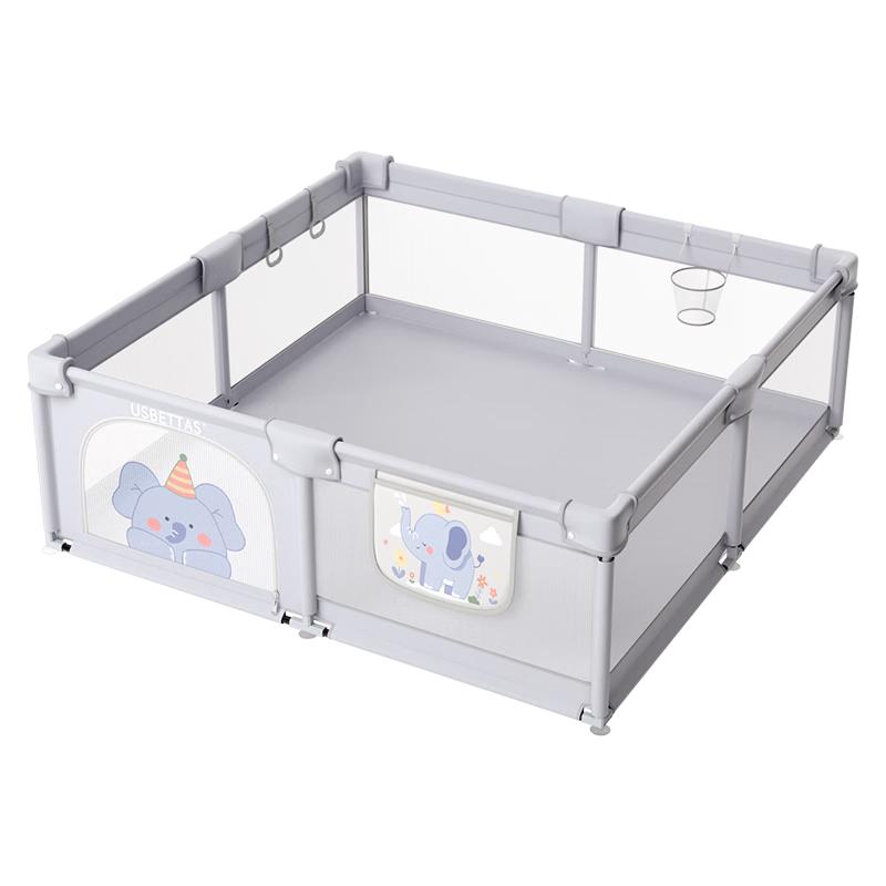 贝肽斯婴儿游戏围栏宝宝爬爬垫室内学步带爬行垫儿童防护栏家用地上防摔 象畔花羽【内径180*200cm】+篮球框+大礼包