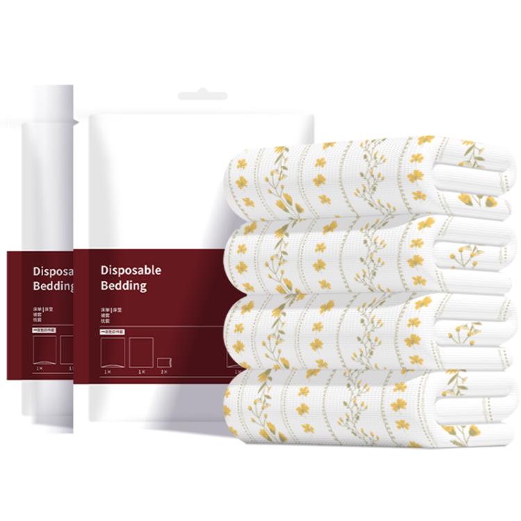 无印良品印花双人一次性床上用品加厚一次性床单隔脏被套出差旅行必备*1