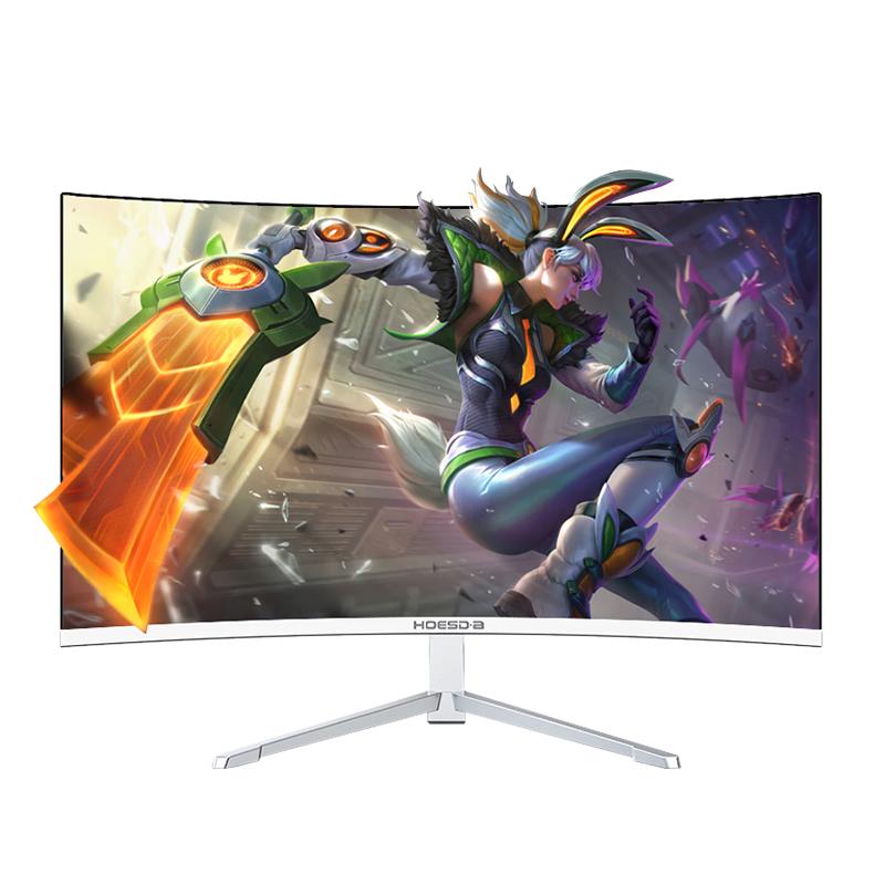 Hoesd.a瀚仕达显示器27英寸台式电脑显示屏2K高清电竞曲面游戏液晶屏幕办公4K家用165监控 【24英寸-100hz-全面屏】曲面白色