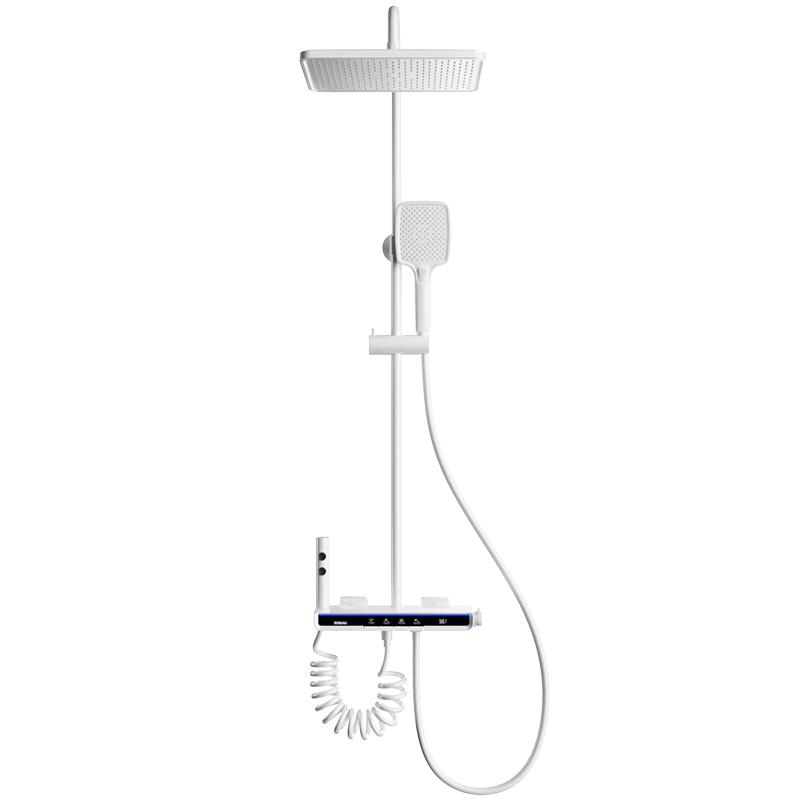 浪鲸恒温淋浴花洒套装钢琴花洒全套增压自洁沐浴器精铜浴室淋雨器 基础款【白色冷热】增压雨淋