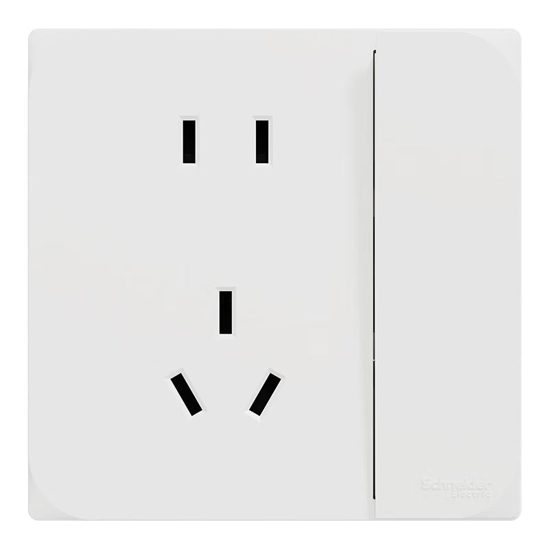 施耐德电气五孔插座带开关 86型电源插座面板 一开五孔 桓悦 清雅白色