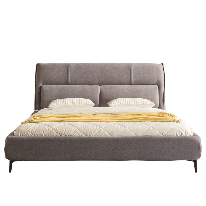 慕思（de RUCCI）布艺床 棉麻双人极简意式框架婚床主卧大床深灰 典雅 1.8*2.0米