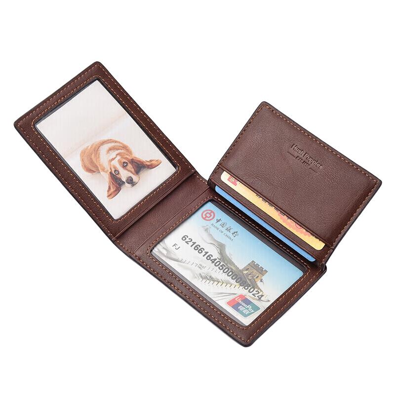 暇步士（Hush Puppies） 驾驶证皮套男士证件夹迷你薄多功能银行卡包横款皮夹驾驶证件包 啡色