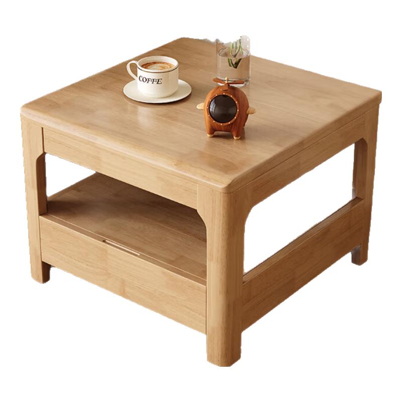 中伟实木边几角几床头桌边桌简约小桌子茶几创意边桌沙发边柜原木色 全实木一抽边桌原木色