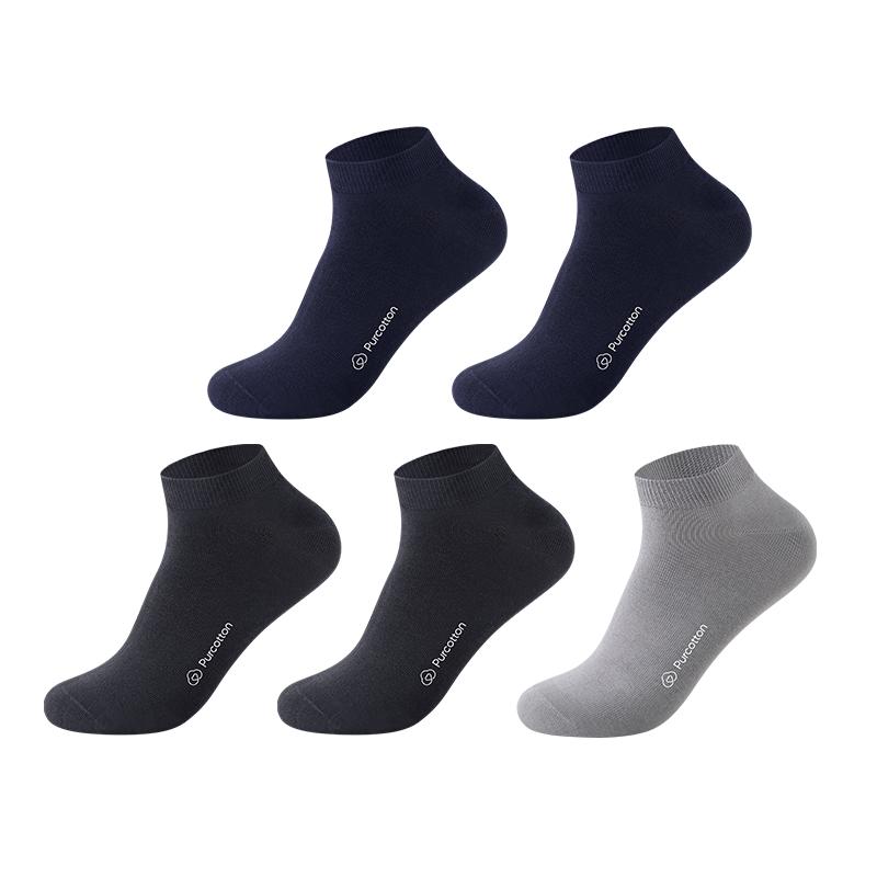 全棉时代全棉时代男士休闲袜抗菌袜子男 （蓝*2+石灰*2+霜灰*1） 共 5双 均码 （短筒袜）