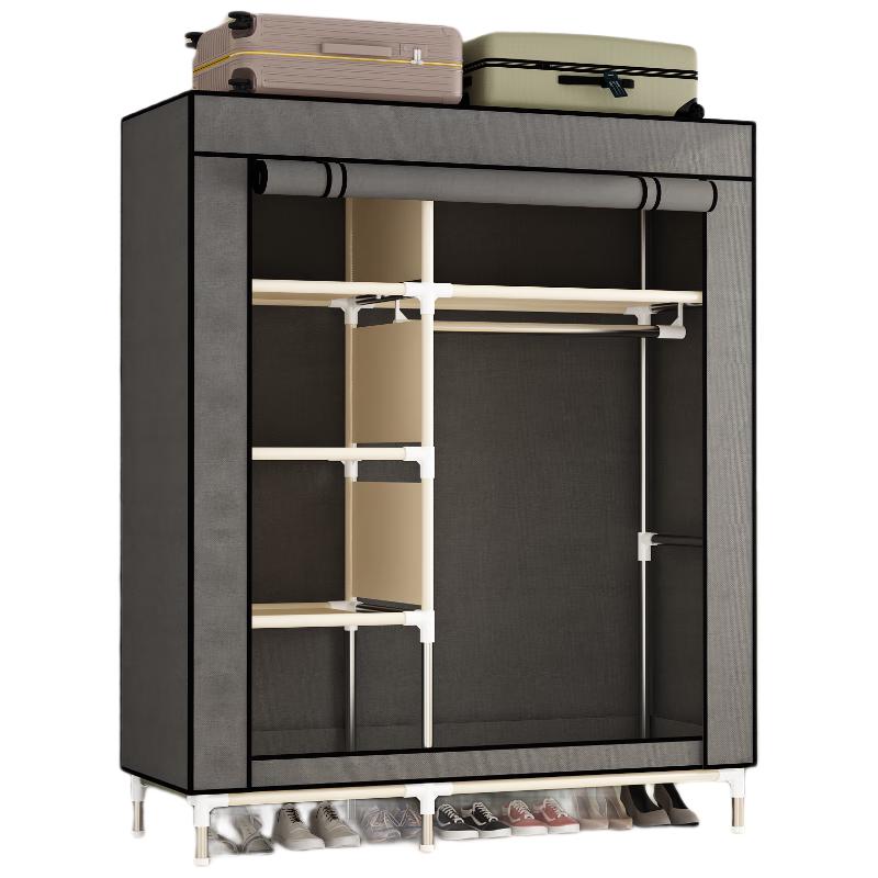 乐爱家简易衣柜加粗钢管布衣柜家用宿舍双人卧室衣柜出租房收纳单人衣橱