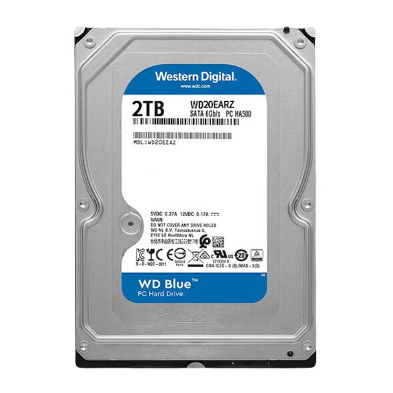 Western Digital 西部数据 蓝盘系列 3.5英寸 台式机硬盘 2TB (SMR、5400rpm、256MB) WD20EZAZ