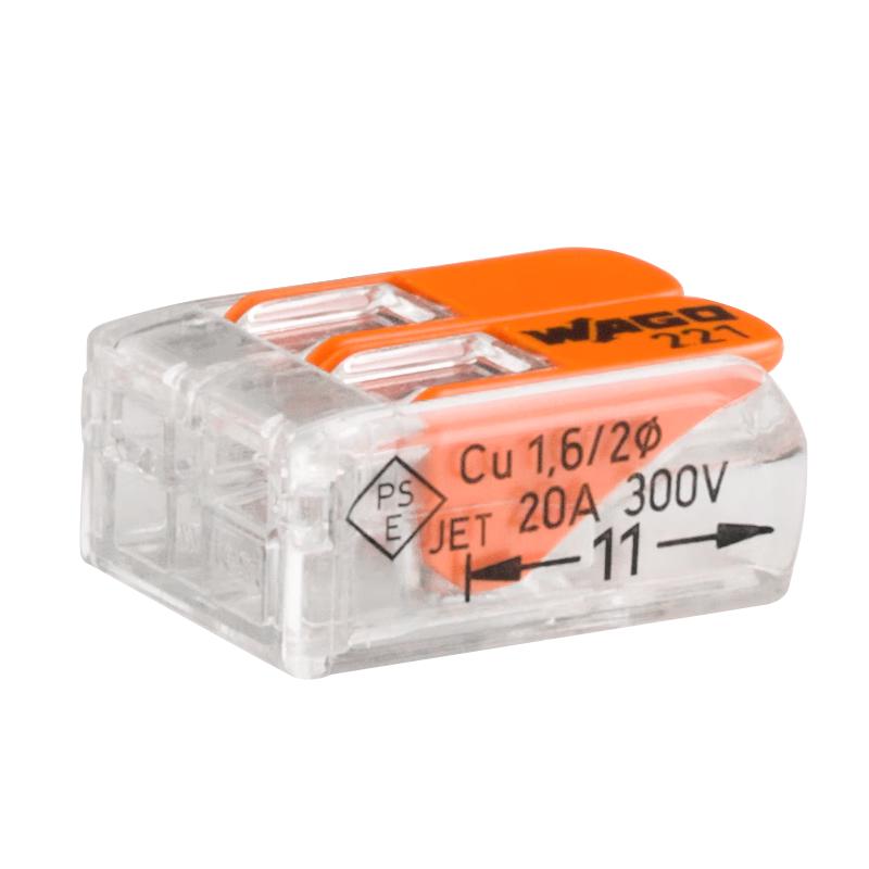 WAGO 万可接线端子 电线接头 两孔连接器 软硬线通用 20只装221-412