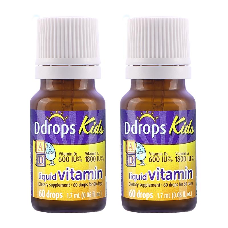 Ddrops 儿童液体维生素A+D滴剂  600iu+1800iu 60滴*2瓶