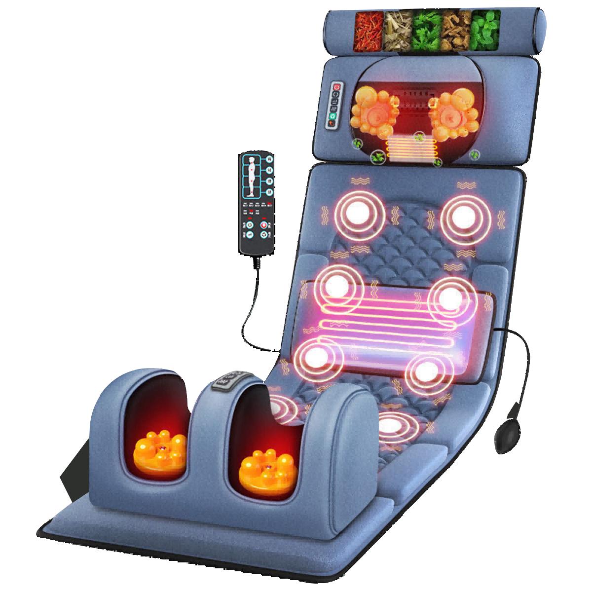 荣事达 Royalstar按摩器颈椎肩颈腰背腿部全身揉捏多功能按摩床垫家用椅靠垫足疗机