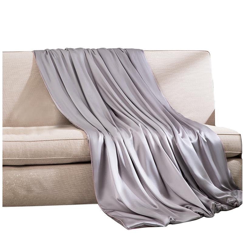 太湖雪 桑蚕丝被夏季 100%桑蚕丝夏凉被 真丝被套 单人夏被 灰1.5*2.15m