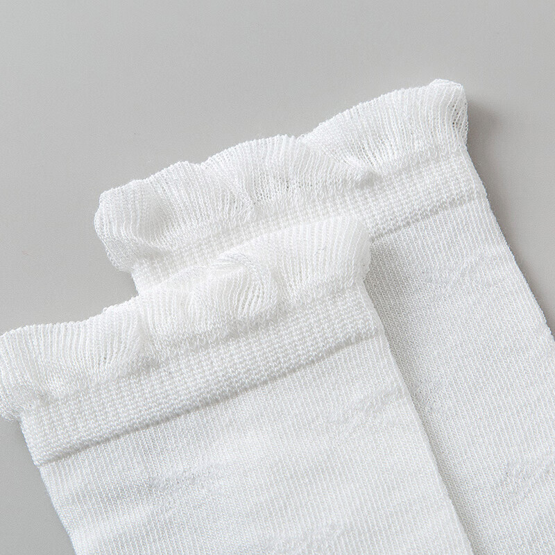 迷你巴拉女童凉感透气无骨袜子夏季宝宝米娜谈袜子不勒脚 白色调00311 1-3岁 80cm