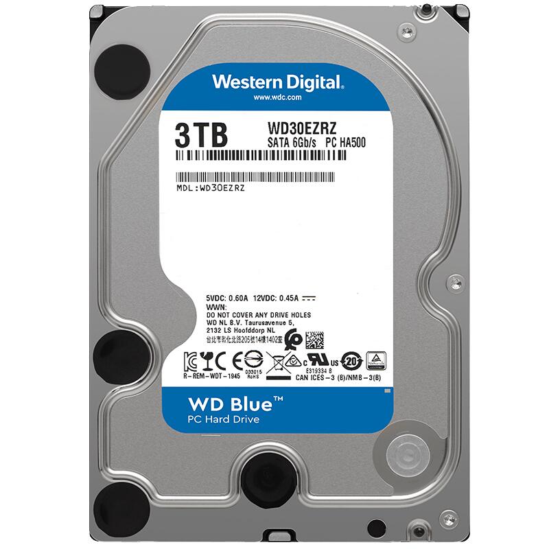 Western Digital 西部数据 蓝盘系列 3.5英寸 台式机硬盘 6TB（SMR、5400rpm、256MB）WD60EZAZ