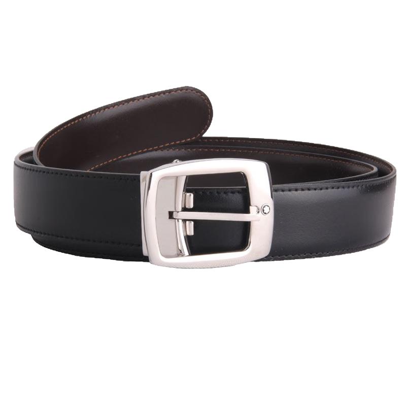MONTBLANC 万宝龙 男士牛皮针扣腰带 9695 黑色