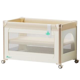 酷豆丁袋鼠智能可折叠拼接大床可移动新生婴儿床宝宝床 奶咖色