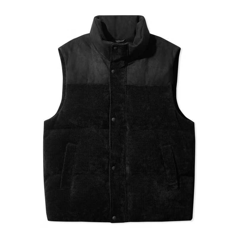 卡宾男装 英文钢压羽绒马甲秋冬新款灯芯绒外套宽松保暖潮流H