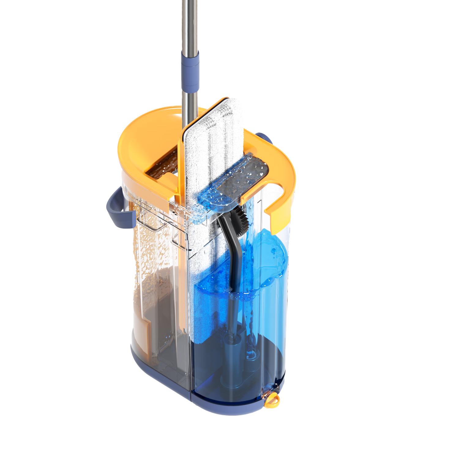 美添乐（HoMettler）净污分离平板拖把32cm2拖布家用一拖净免手洗2025刮刮桶懒人 净污分离雾霾蓝+2拖布+清洁片