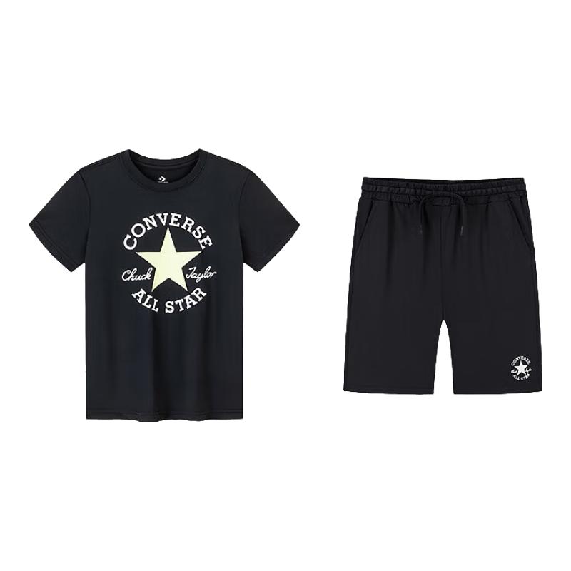 匡威（Converse）匡威童装夏季男女童吸湿运动两件套柔软舒适凉感儿童套装 正黑色 150 /72 【身高140-152cm】