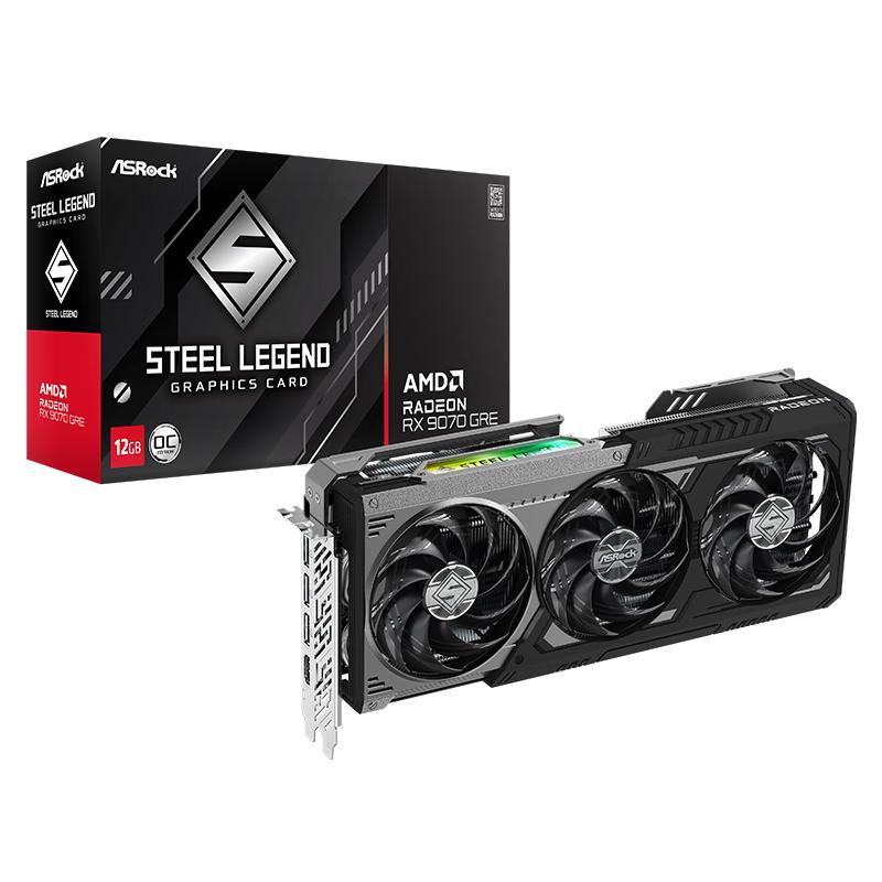 华擎（ASRock）AMD RADEON RX 9070 GRE Steel Legend Dark 钢铁传奇 黑色款 12GB OC 电竞游戏设计电脑显卡