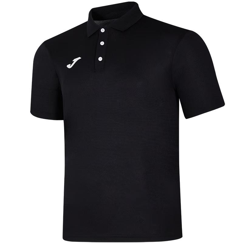 JOMA短袖男polo衫夏季网眼透气跑步速干t恤运动服饰 黑色 XL