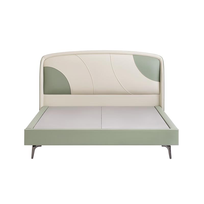 金可儿（Kingkoil）青少年床架实木框卧室生态环保皮床童话森林 苔原青1.5*2米 童话森林-苔原青