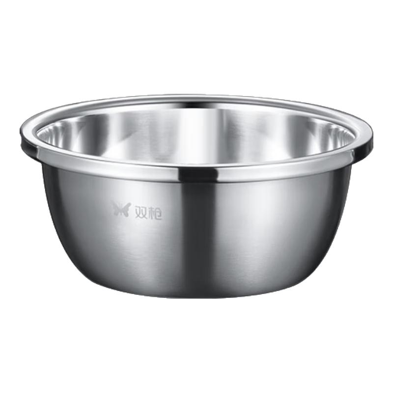 SUNCHA 双枪 304不锈钢盆和面盆家用厨房加厚打蛋洗菜沥水篮漏盆汤盆铁盆 304钢盆28cm